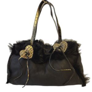 Claudia Firenze Black Gold Hearts Y2K Bag Purse